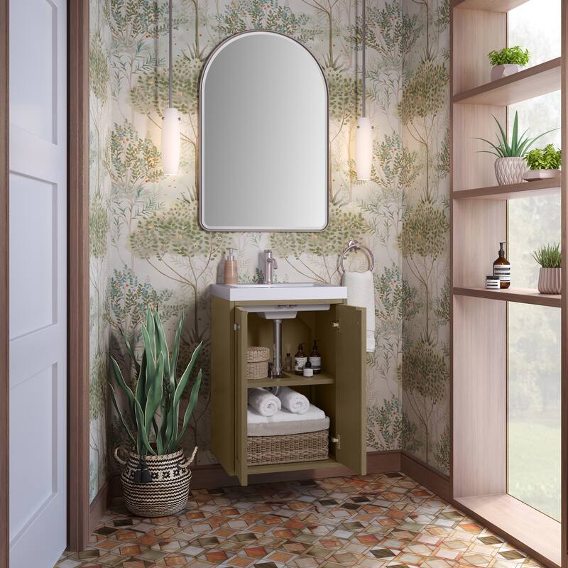 Chianti 20" Single Vanity, Walnut Whisper w/ White Composite Stone Top