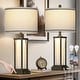 preview thumbnail 2 of 21, 27” Tall Vintage USB Table Lamp Set with Nightlight, Bulb Included (Set of 2) - 12.5'' x 12.5'' x 27'' Distressed Black
