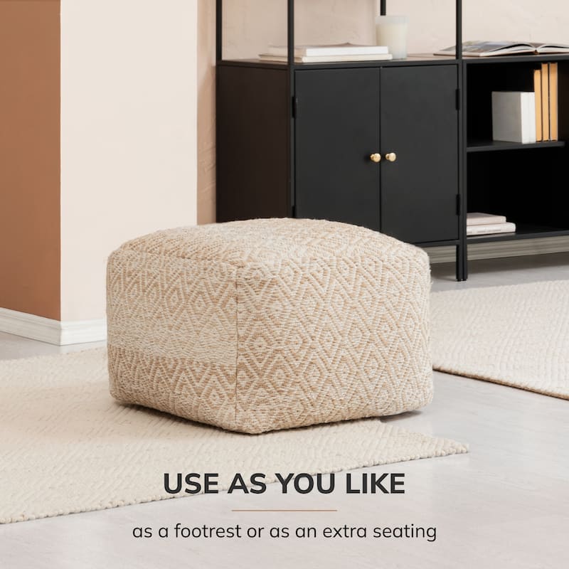 Jani 22-inch Ottoman Pouf - Handcrafted Handmade Ottoman for Seating, Footrest, Home Decor for Living Room, Bedroom
