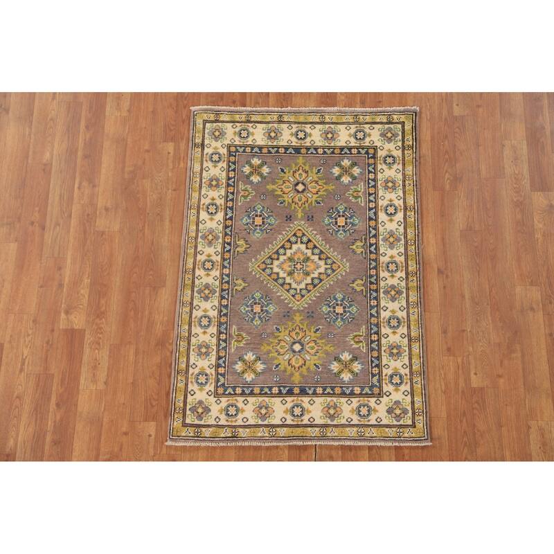 Brown Kazak Oriental Accent Rug Handmade Wool Carpet - 2'8" x 4'0"