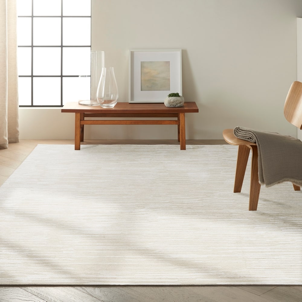 Calvin Klein Linear Modern Textured Shimmer Shag Area Rug