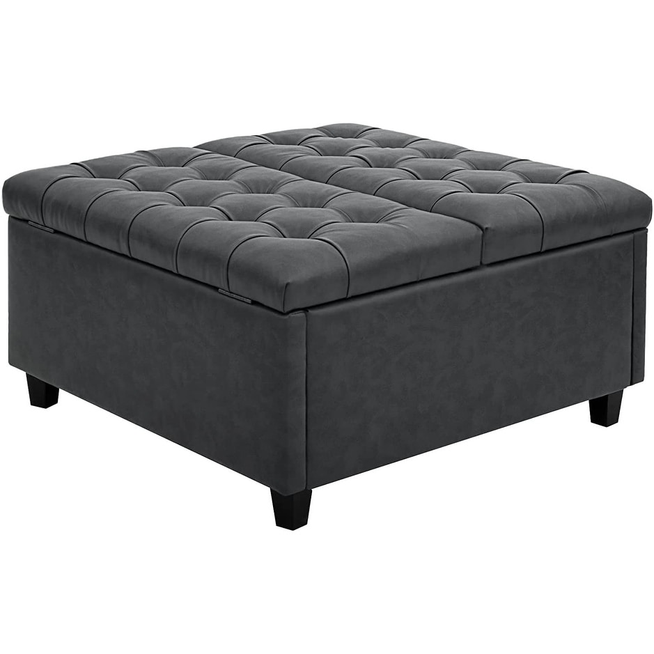 31.5 Inch Wide Square Coffee Table Lift Top Storage Ottoman, Grey, image size:939x939