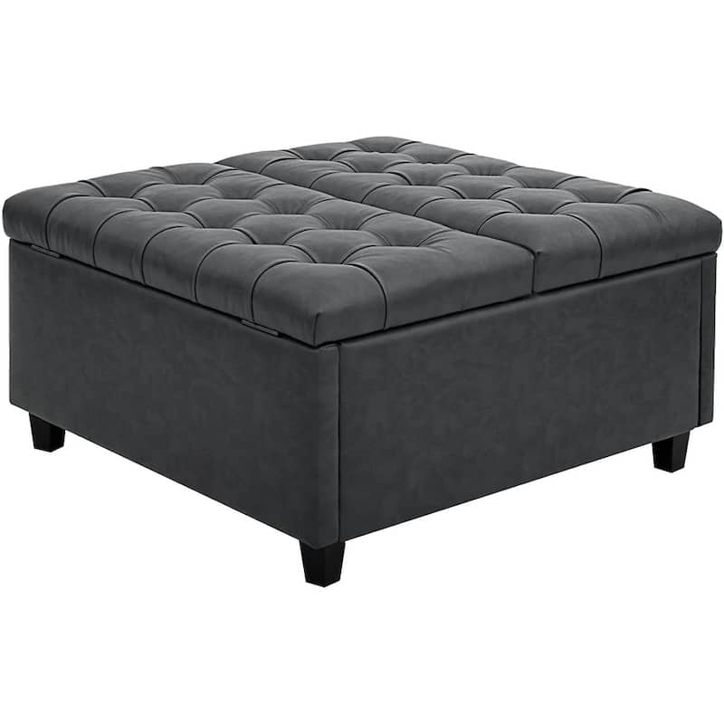 31.5 Inch Wide Square Coffee Table Lift Top Storage Ottoman, Grey - Grey - Large