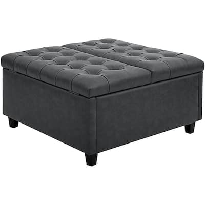 31.5 Inch Wide Square Coffee Table Lift Top Storage Ottoman, Grey