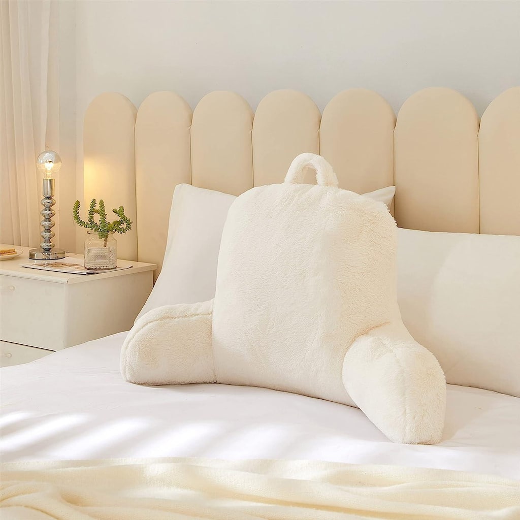 Urban Shop Decorative and Supportive Backrest Bed Pillow,Ivory