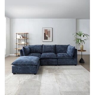 Modern Modular L-Shape Linen Fabric Sectional Sofa with Reversible ...