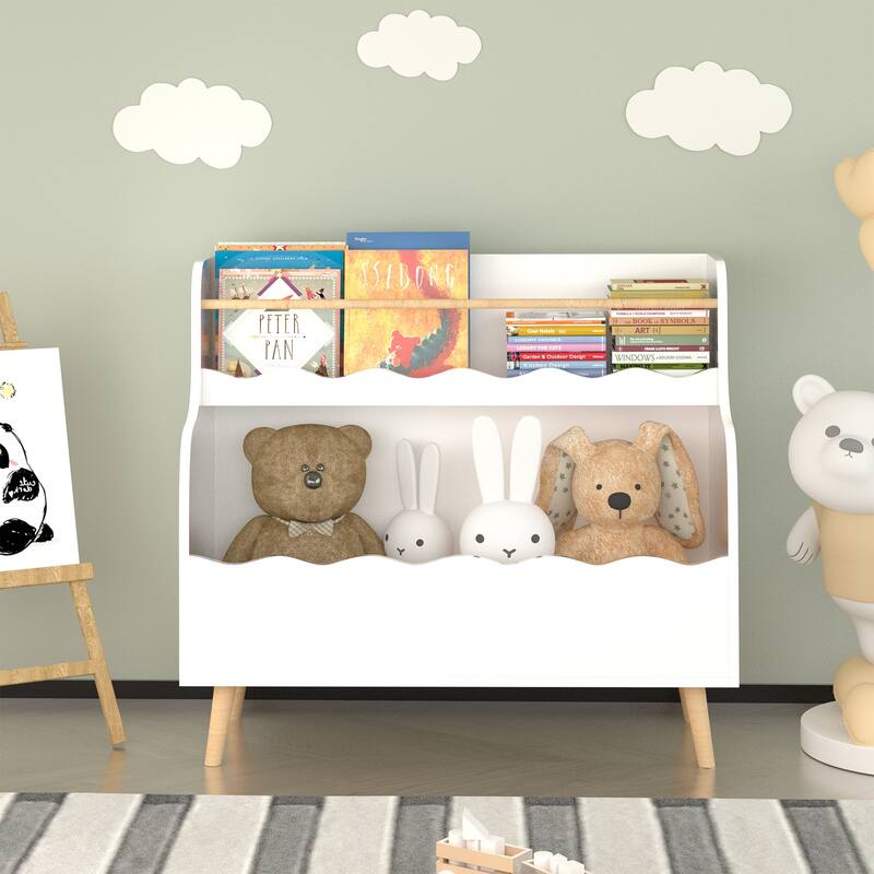 Kids Bookcaes, Children Book Organizer, Toy Storage Cabinet Organizer,White
