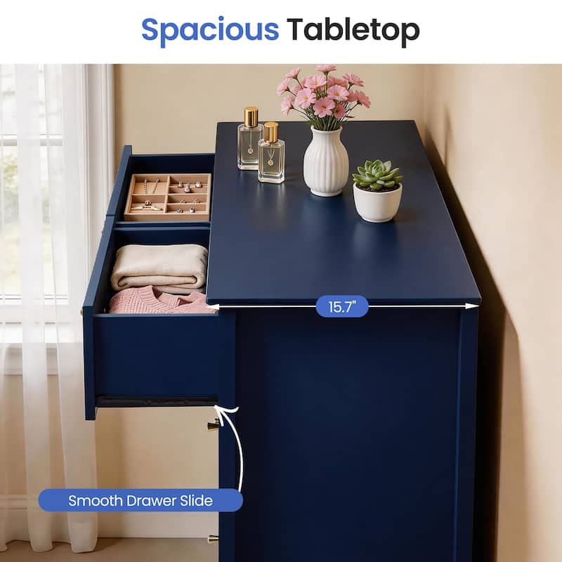 6 Drawer Dresser Fluted Modern with 5 Colors Available | High Weight Capacity Wood Dresser for Bedroom