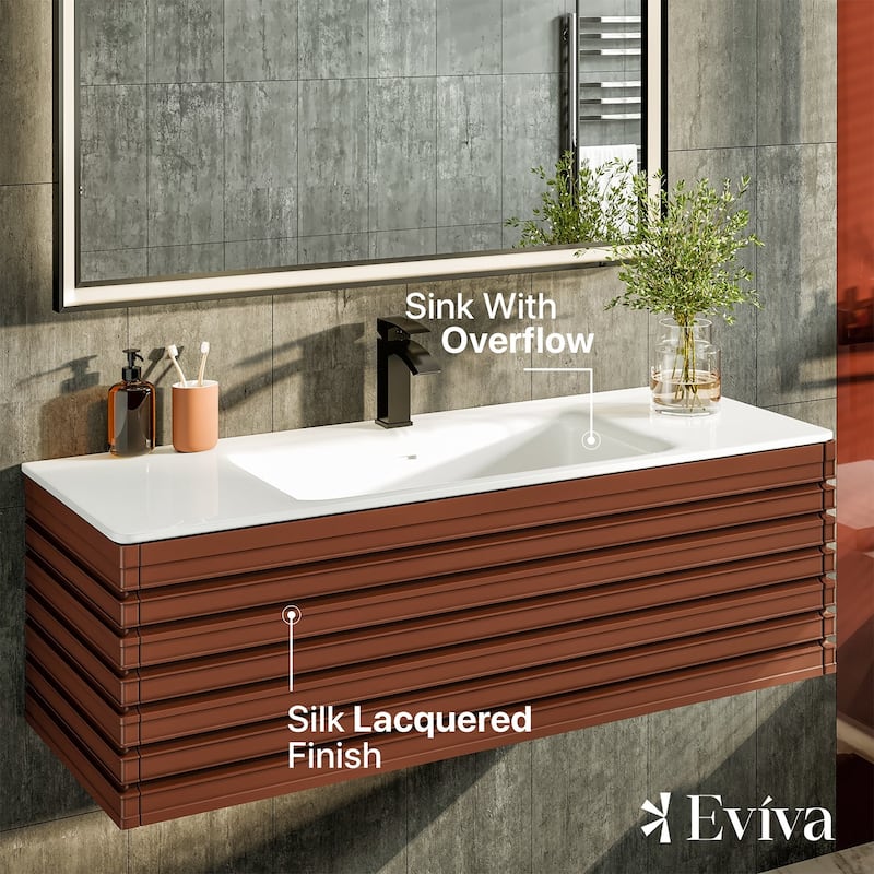 Eviva Dream 40" Terracotta Wall Mount SS Bath Vanity with Solid Surface Top