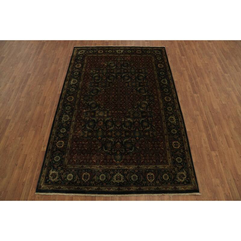 Hand Knotted Oriental 100% Wool Carpet Traditional All-Over Red Tabriz Area Rug - 9' 3'' X 6' 1''