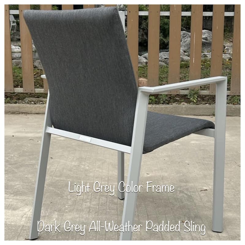 Vesuvio Light Grey 13-Piece Aluminum Outdoor Dining Set with Sling Set in Midnight Grey - N/A