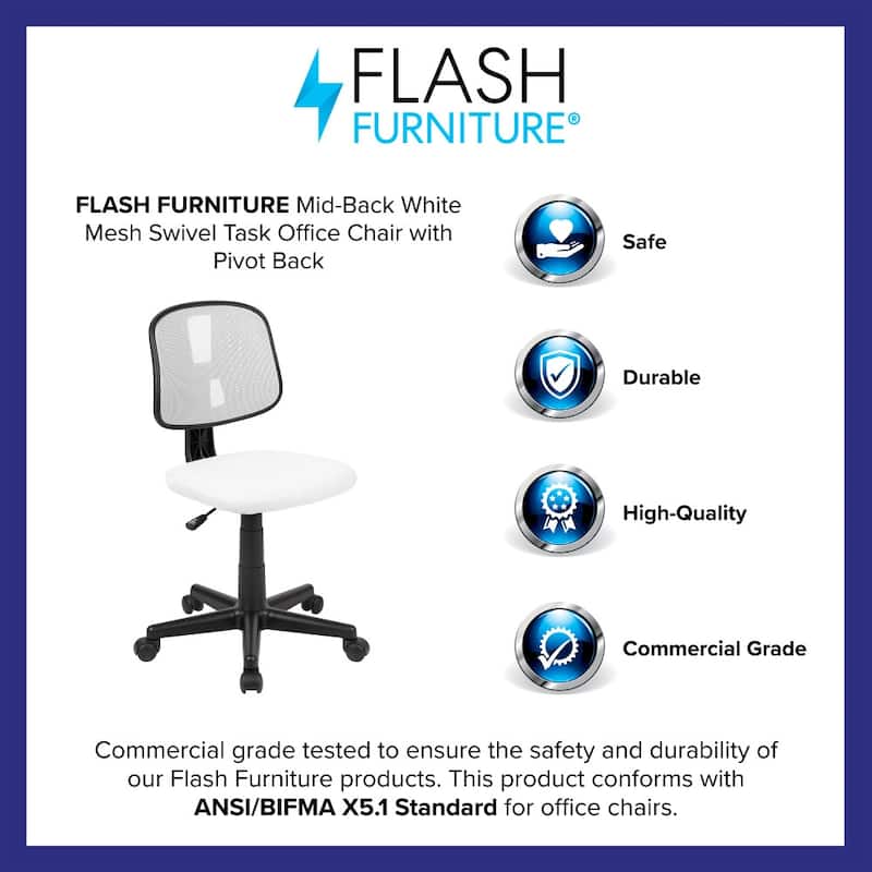 Mid-Back Mesh Swivel Task Office Chair with Pivot Back