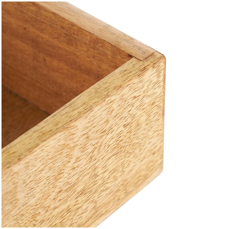 Brown Mango Wood Handmade Storage Scroll Box with Gold Accents (Set of 3)