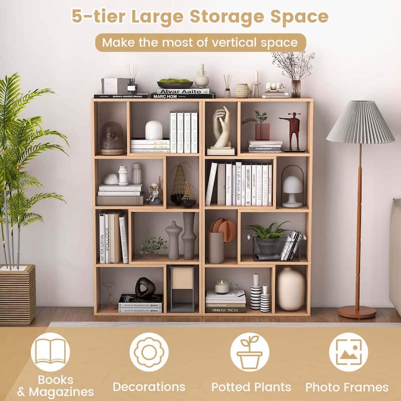 Costway 48" Geometric Bookshelf Open-back Bookcase with 8 Cubes 2 - See Details