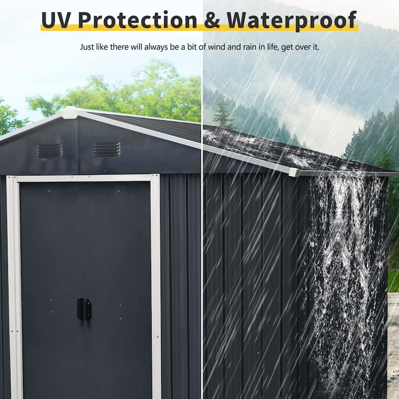 Waterproof Garden Shed Tool Shed Pet Shed Rust-resistant Metal Storage Shed with Lockable Sliding Door
