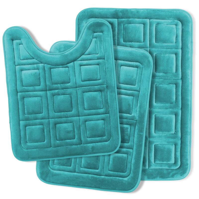 Clara Clark Ultra Soft Non Slip and Absorbent Bath Rug - Waffled Velvet Memory Foam Bath Mat
