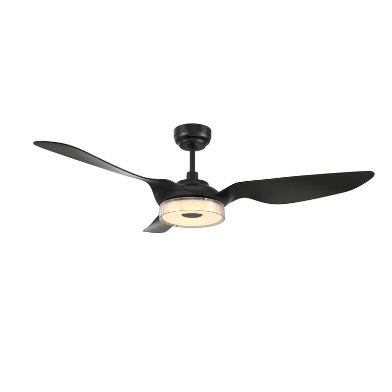 CARRO Felix 56" ABS 3-Blade Indoor Black Smart Ceiling Fan with Light and Remote