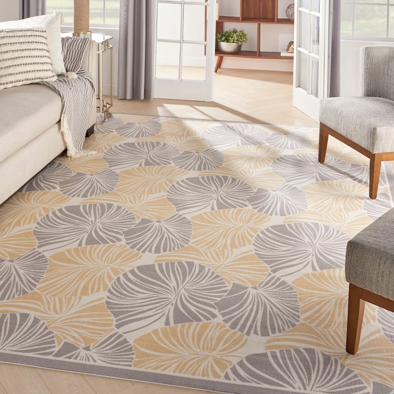 Waverly Sun N' Shade Modern Botanical Indoor/Outdoor Area Rug - 10' x 13' - Grey