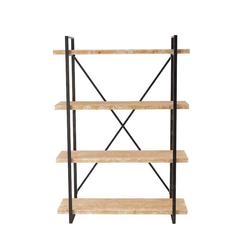 Wood 4 Shelves Shelving Unit - Brown - Roche River Decor - 14"Wx47"Lx67"H
