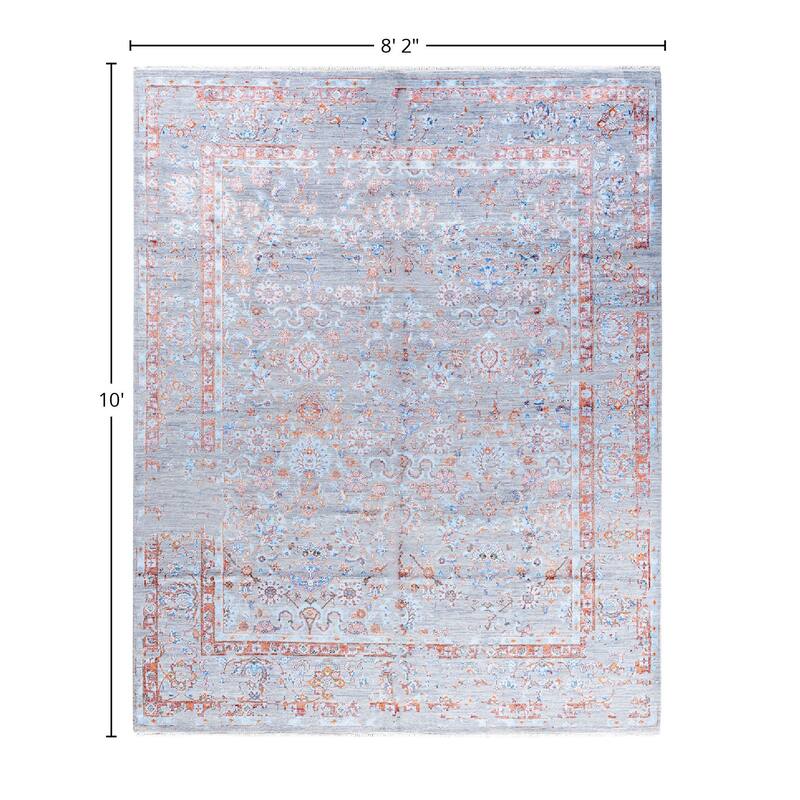 Ikat One-of-a-Kind Hand-Knotted Area Rug - Gray, 8' 2" x 10' 0" - 8' 2" x 10' 0"