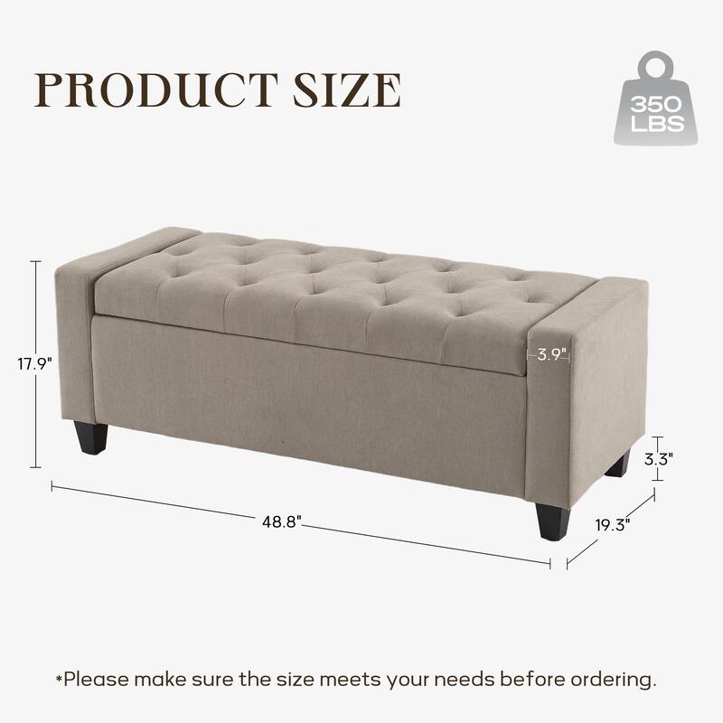 HUIMO Modern Upholstered Flip-Top Storage Ottoman