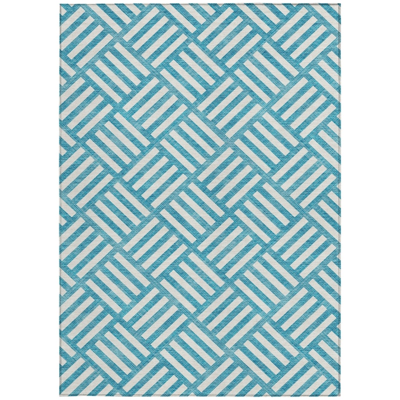 HomeRoots Geometric Transitional Rectangle Outdoor Rug