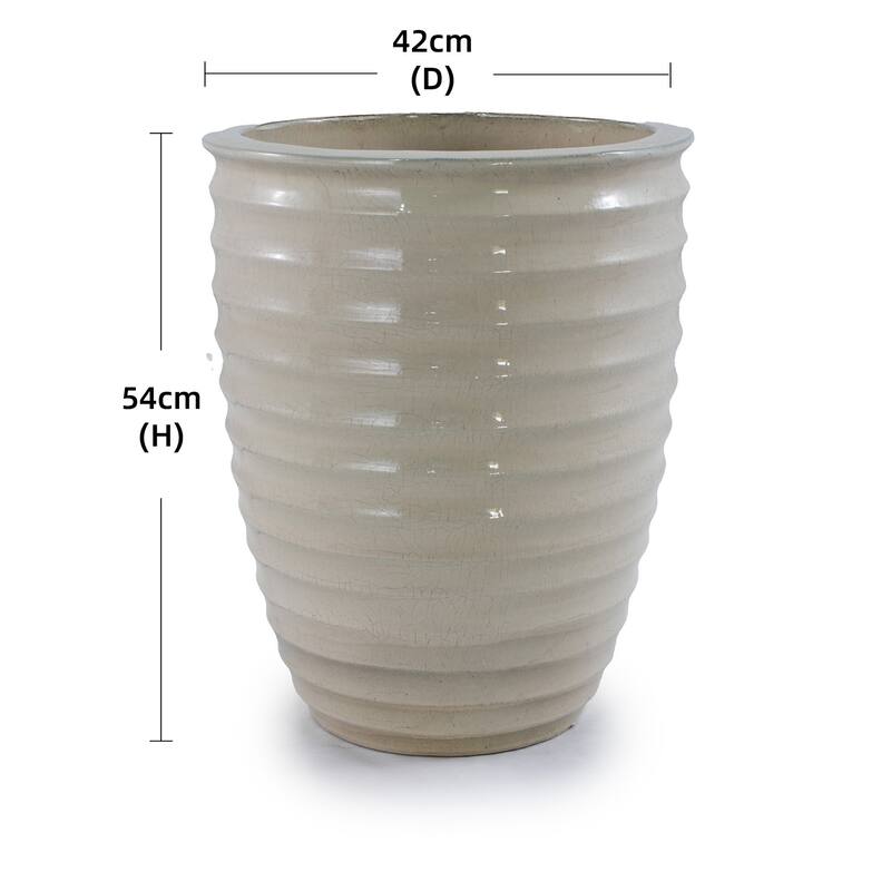 Milk White Ceramic Flowerpot 16.54in Customizable Planter Frost Resistant for Indoor Outdoor Plants