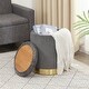preview thumbnail 34 of 88, Adeco Round Storage Ottoman Footrest Stool Velvet Gold Plating Base