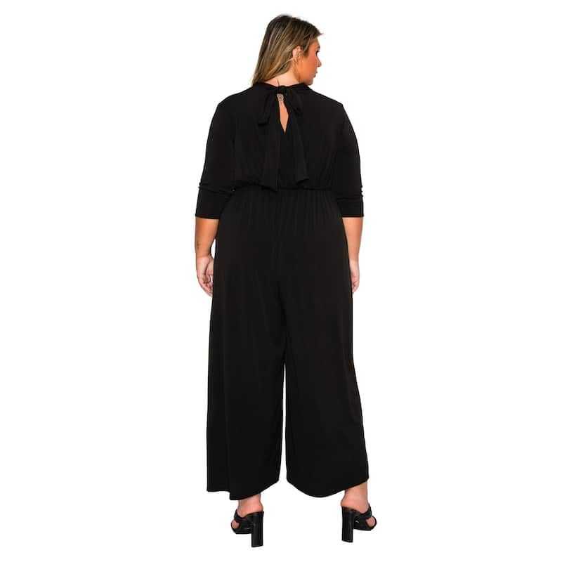 L I V D Women's Plus Size Summer Wide Leg Pocket Jumpsuit
