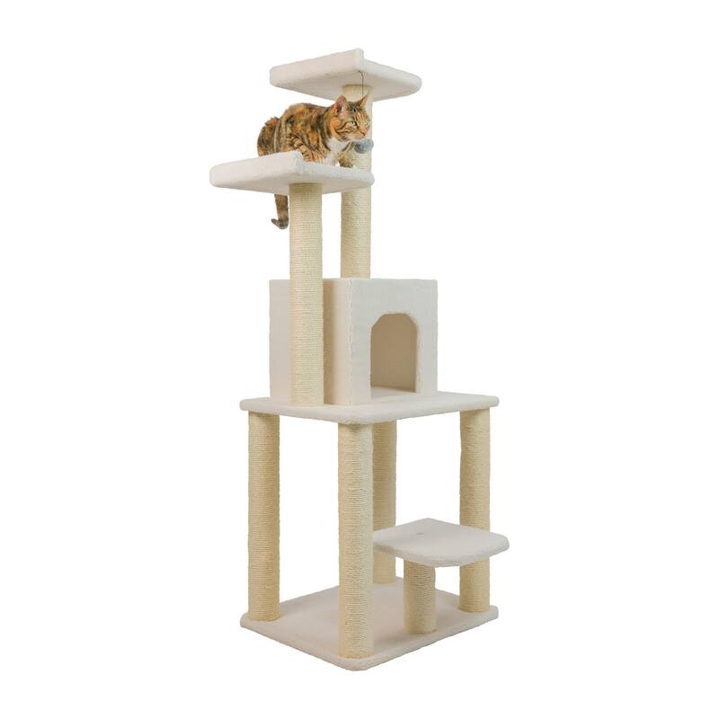Classic Real Wood Cat Tree, Jackson Galaxy Approved, Five Levels - Ivory