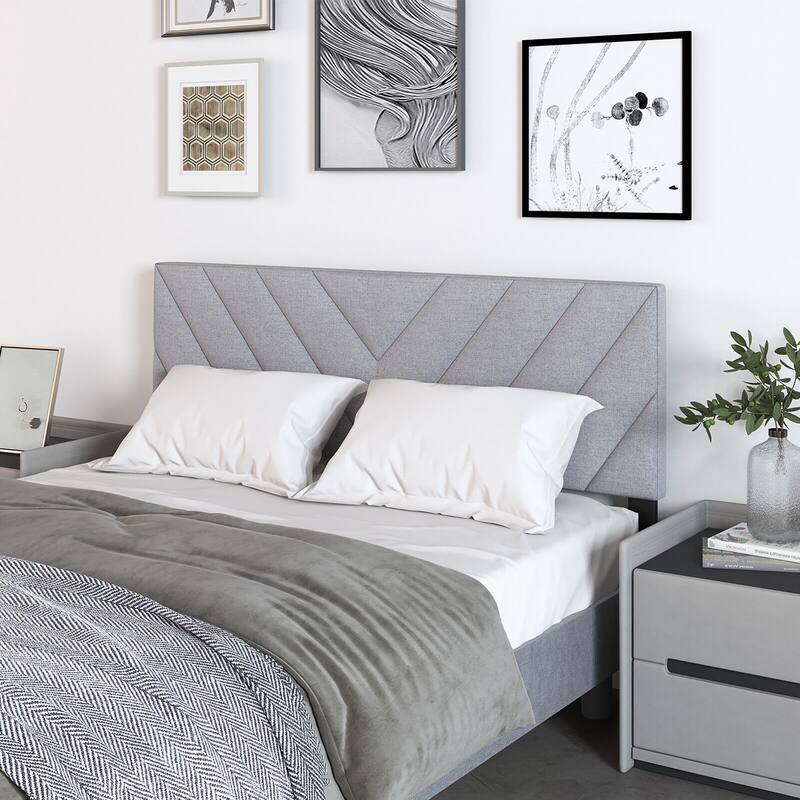 Gymax Linen Fabric Upholstered Headboard Rectangular Headboard w/
