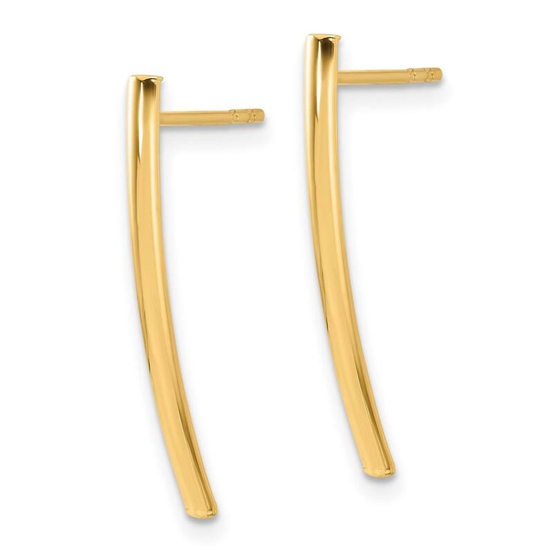 Curata 14k Yellow Gold Polished 25.4x2mm Bar Post Earrings