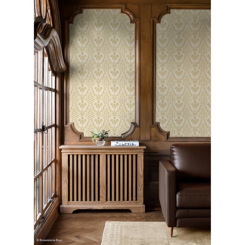 NuWallpaper Brownstone Boys Brownstone Blooms Ochre Peel and Stick Wallpaper - N/A