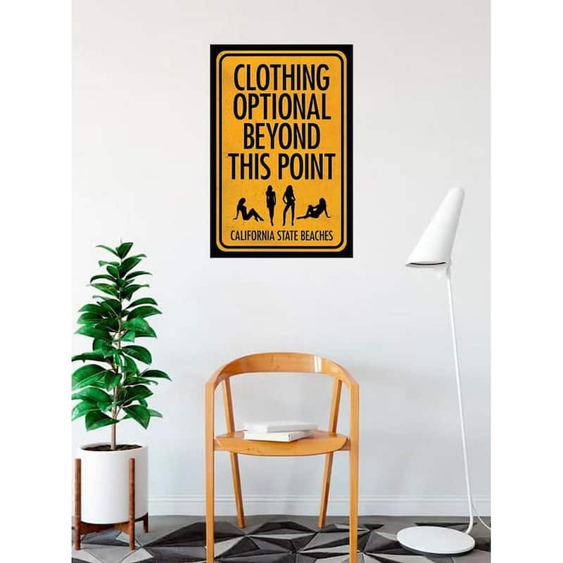 Clothing Optional Beyond This Point Art Poster - 24 x 36 Inch