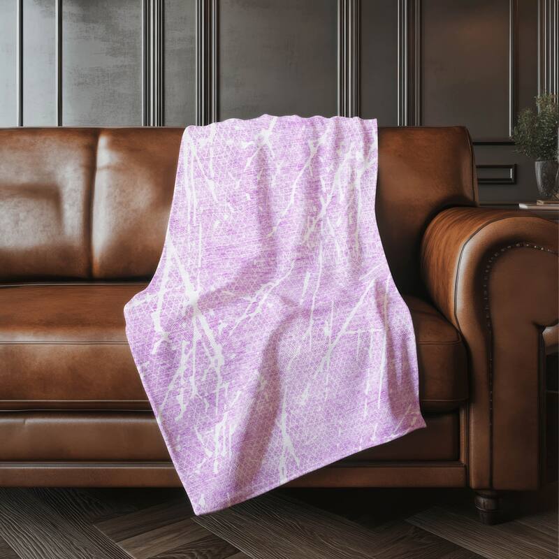 Premium Machine Washable Contemporary Fragment Sherpa Throw Blanket - Lilac - 4'2" x 5'10"