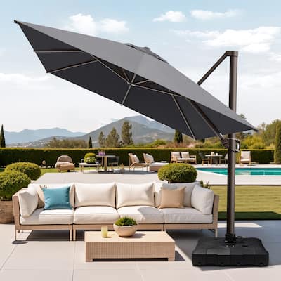 Pellebant 10 x 13 FT Patio Cantilever Umbrella Outdoor Offset Umbrella with Base