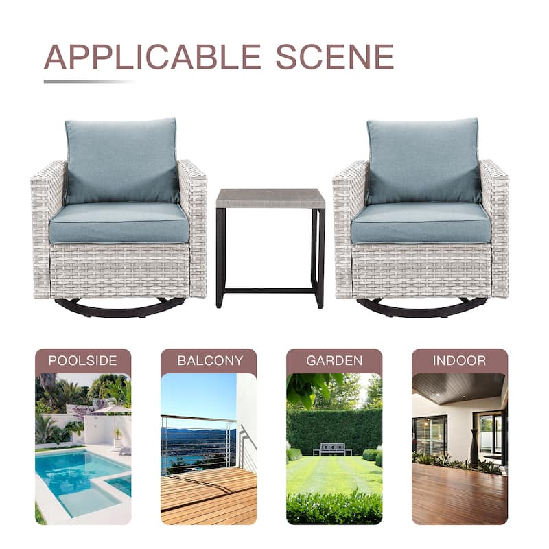 Gymojoy 3 Pieces Outdoor Wicker Swivel Rocker Patio Set