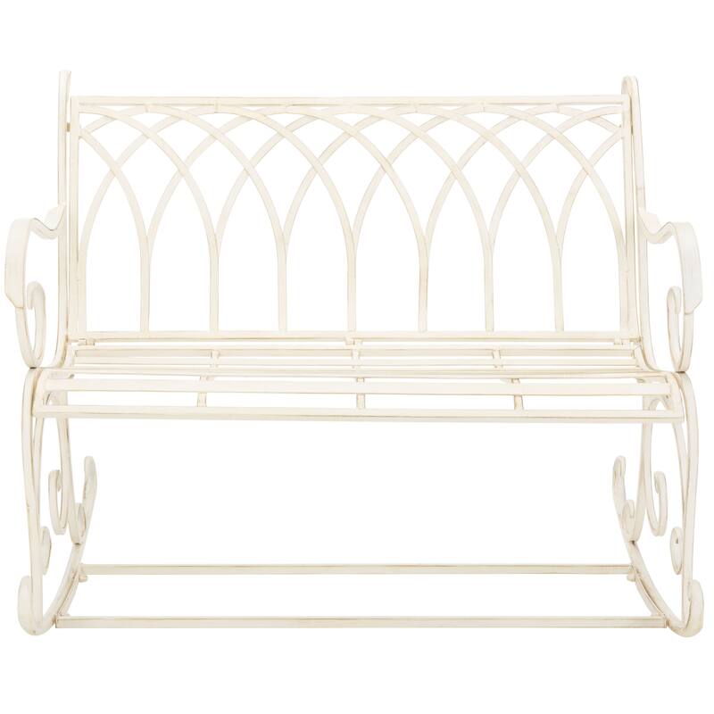 SAFAVIEH Jakayla Victorian Scroll Iron Outdoor Rocking Bench - 43 In. W x 33 In. D x 37 In. H - 43Wx33Dx37H