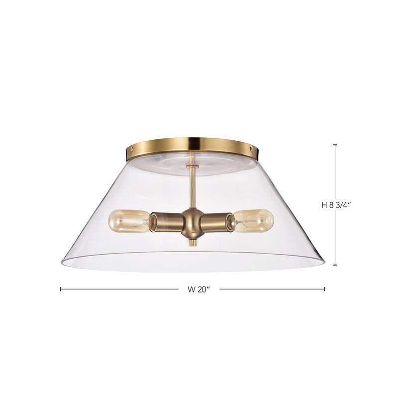 Dover - 3 Light - Large Flush Mount - Vintage Brass with Clear Glass