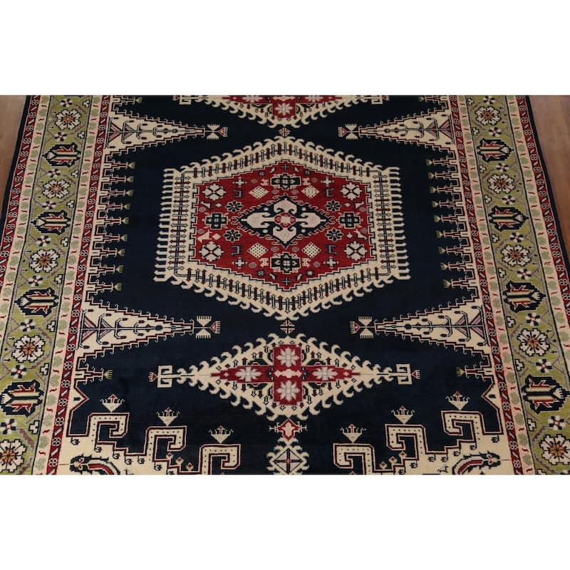 Dark Navy Blue Heriz Serapi Oriental Large Rug Handmade Wool Carpet - 9'8"x 13'10"