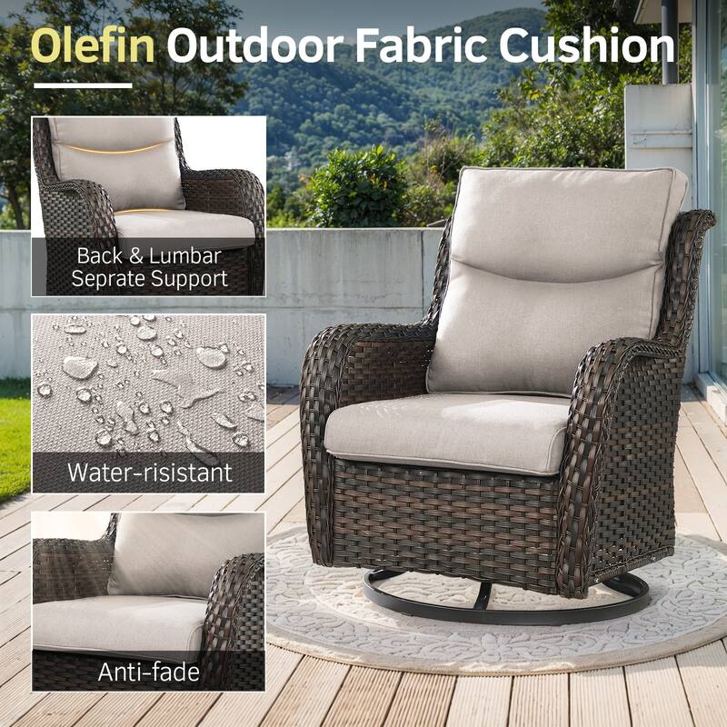 Outdoor Swivel Rocking Glider Chairs Set of 2 - Brown