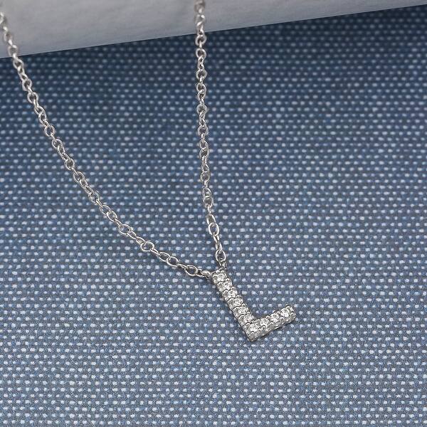 Cali Trove 1 20 Cttw Round White Diamond 10k White Gold Initial Alphabet Letter L Pendant Necklace Overstock 33912548