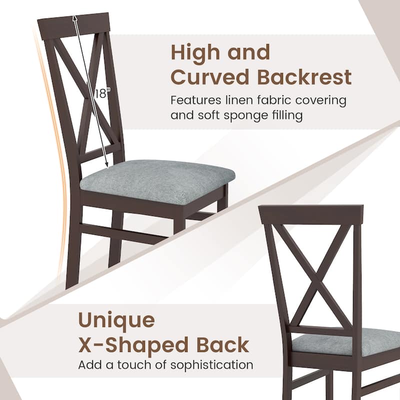 Gymax Modern Dining Chairs Set of 2 w/ Rubber Wood Frame Hollowed