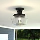 preview thumbnail 1 of 10, Collins Black Farmhouse Outdoor Flush Mount Ceiling Light Clear Schoolhouse Glass - 10-in. W x 10.5-in. H x 10-in. D Matte Black - 10-in W x 10.5-in H x 10-in D