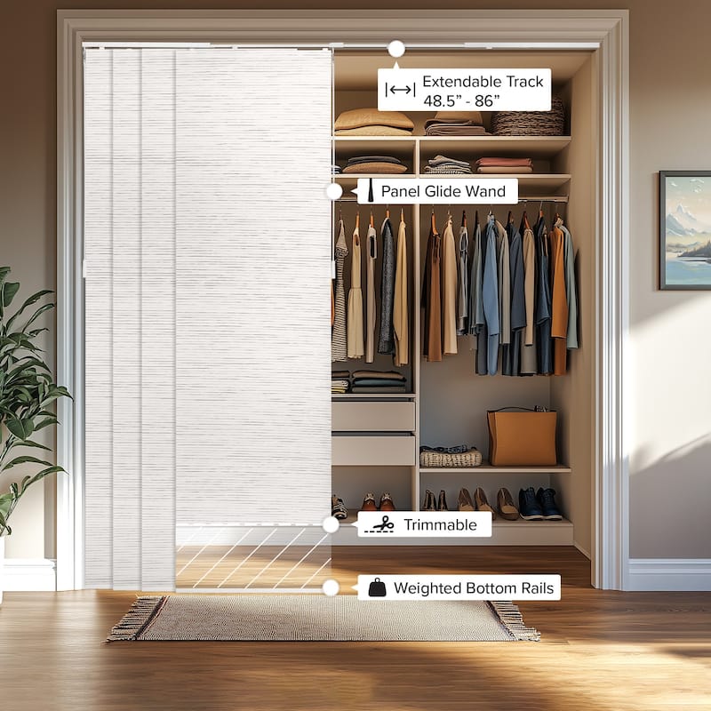 CHICOLOGY Adjustable Sliding Panels, Light Filtering - 46"- 86" W X 92" H