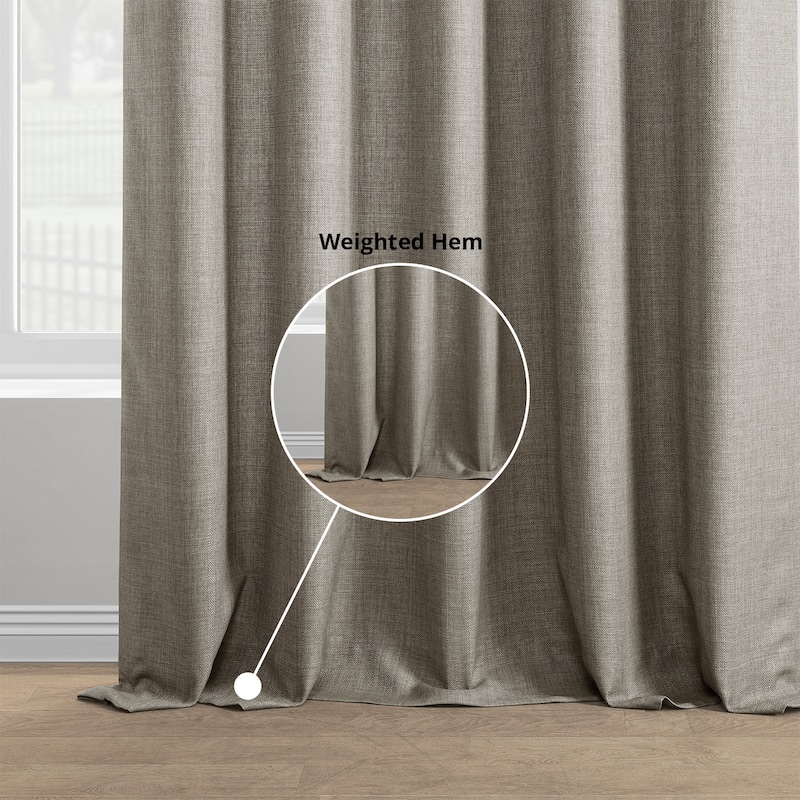Exclusive Fabrics Italian Faux Linen Room Darkening Curtains for Bedroom & Living Room Curtains - Single Panel Window Curtains