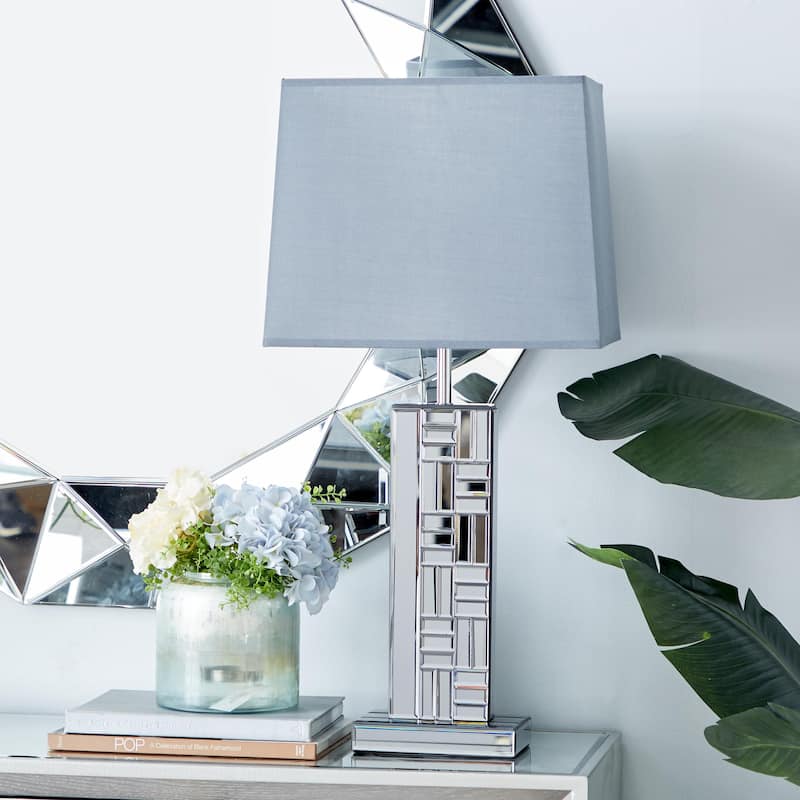 Glass Mirrored Room Table Lamp - Silver - Roche River Decor