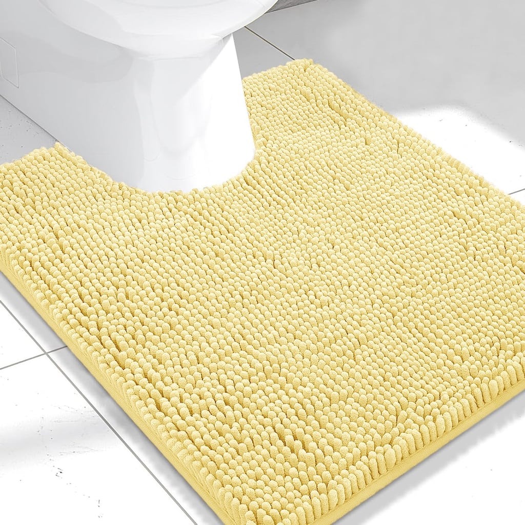 Yellow Soft Cozy Plush Chenille Contour Bath Mat Bathroom Rug