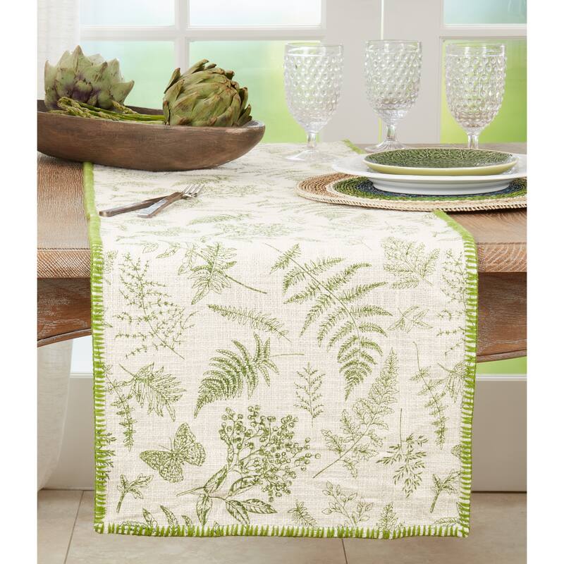 Leaf Design Whipstitch Table Runner - 16"x72"