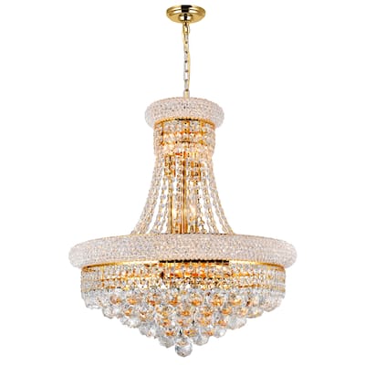 Empire 14 Light 20in Gold Down Chandelier with Crystals